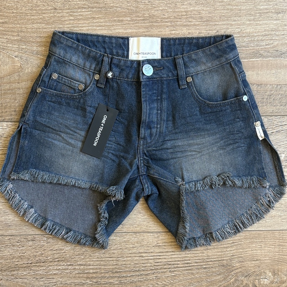 One Teaspoon Denim Marlons Low Waist Cutoff Jean Shorts in Fox Black Revolve